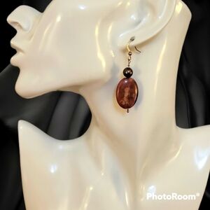 3/$30 HANDMADE Pearl Rhodochrosite Oval Dangle Hook Earrings